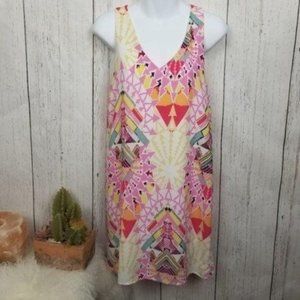 Everly Multi Color Kaleidescape Mini Sleeveless Dress Small